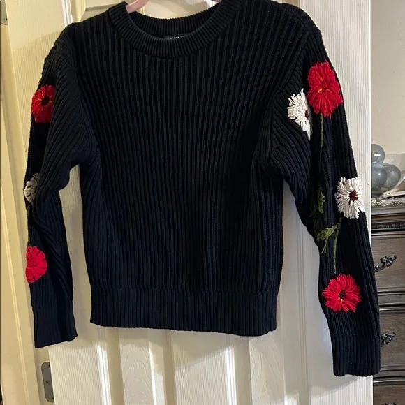 Lucky Brand Floral Embroidered Knit Sweater Size Small - Picture 1 of 3